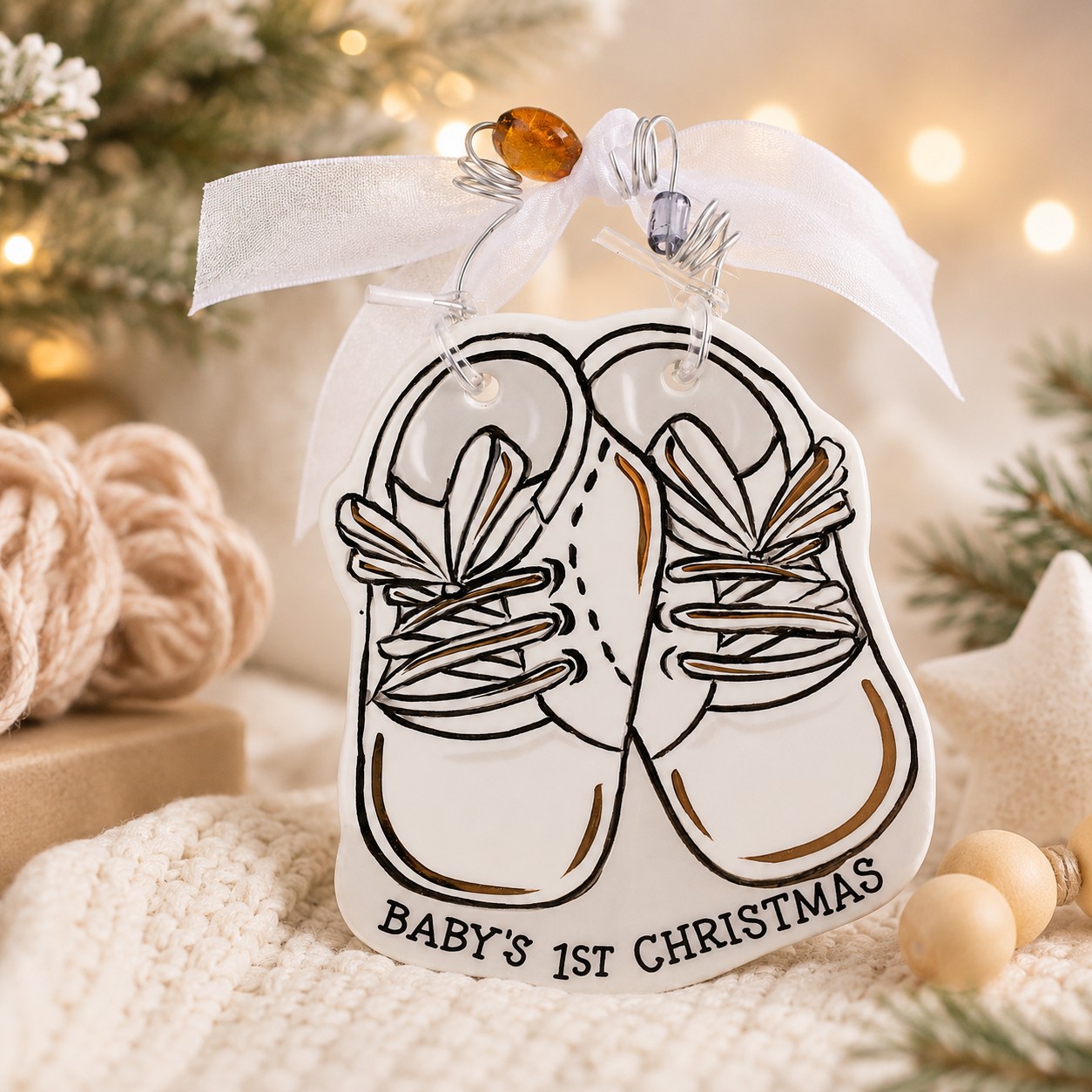 1st Christmas Baby Shoes Ornament